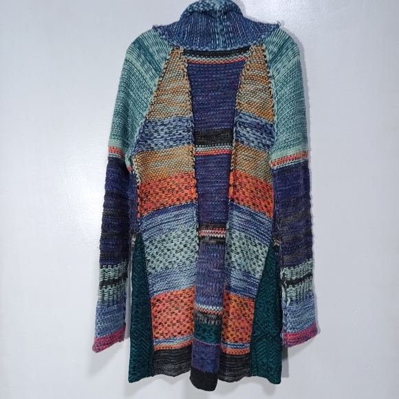 Free People Rock Candy Kryptonite Patchwork Cardigan Sweater Size L - Picture 6 of 7